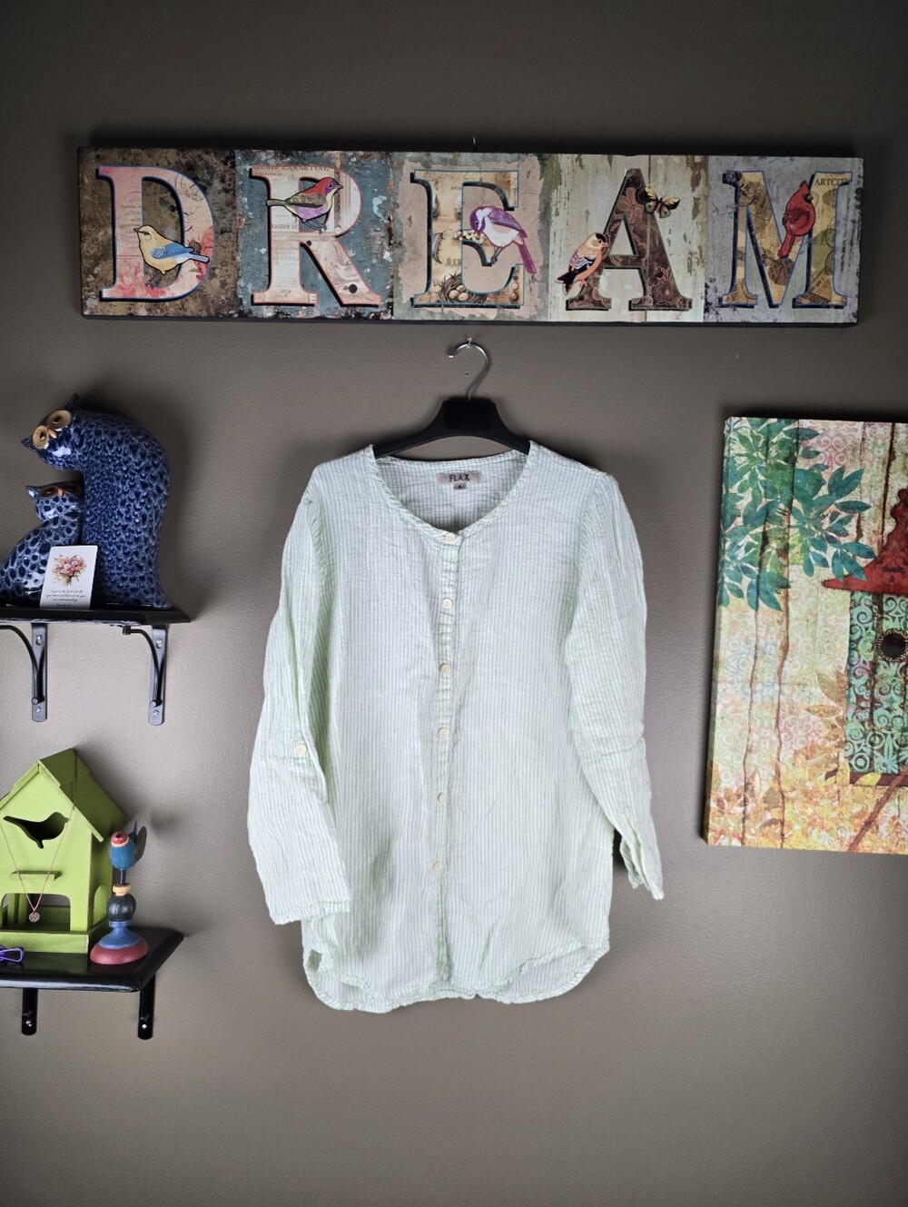 Flax Linen Button down Tunic Top Small